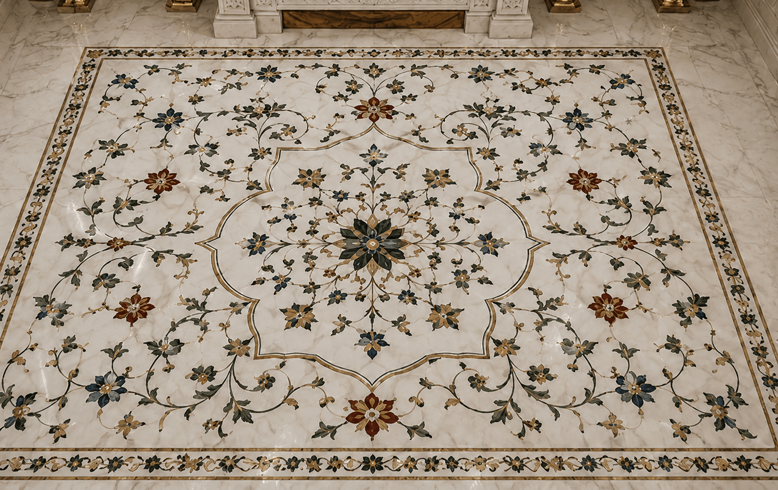 Inlay-Design 9 — Limestone inlay surface