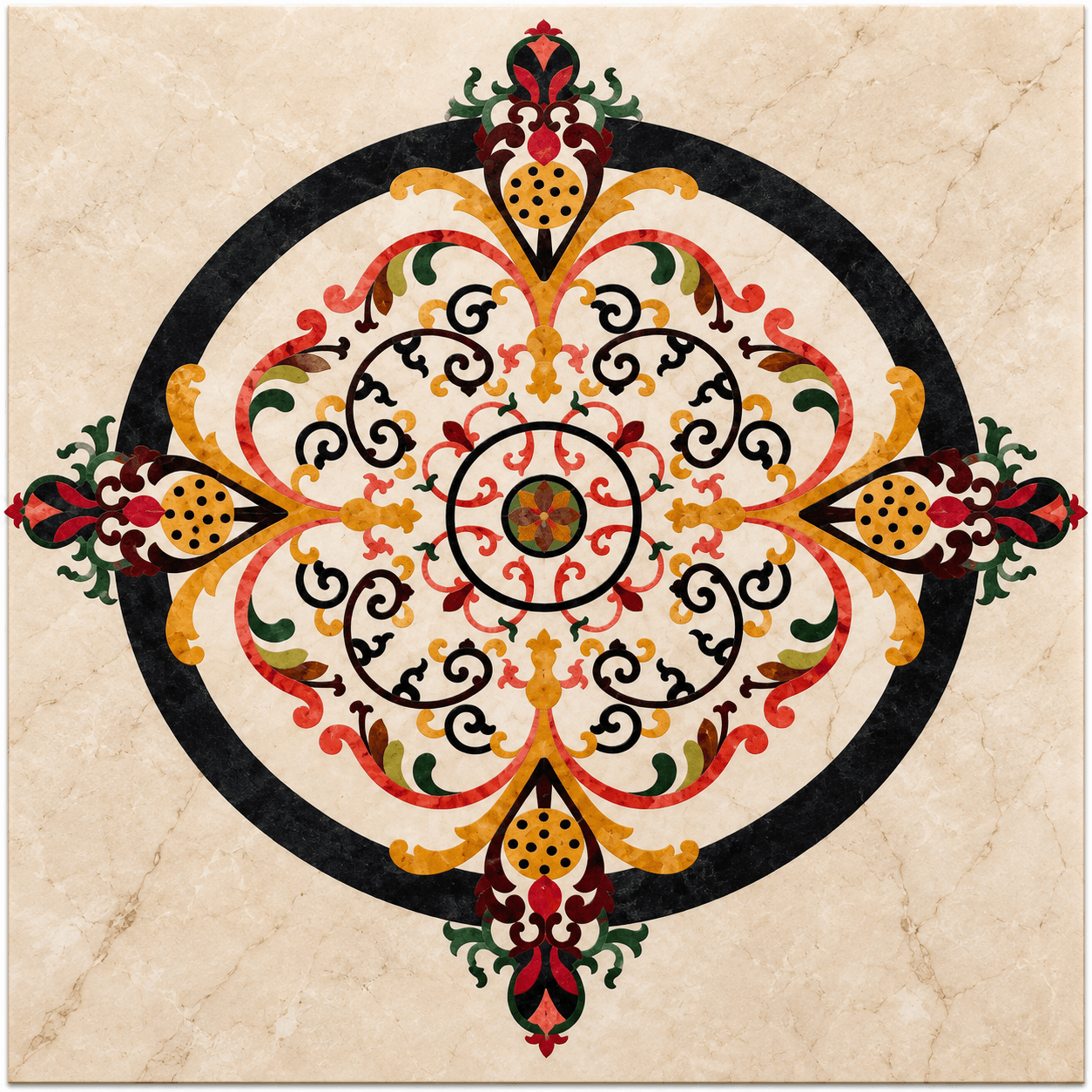 Inlay-Design 14 — Limestone inlay surface