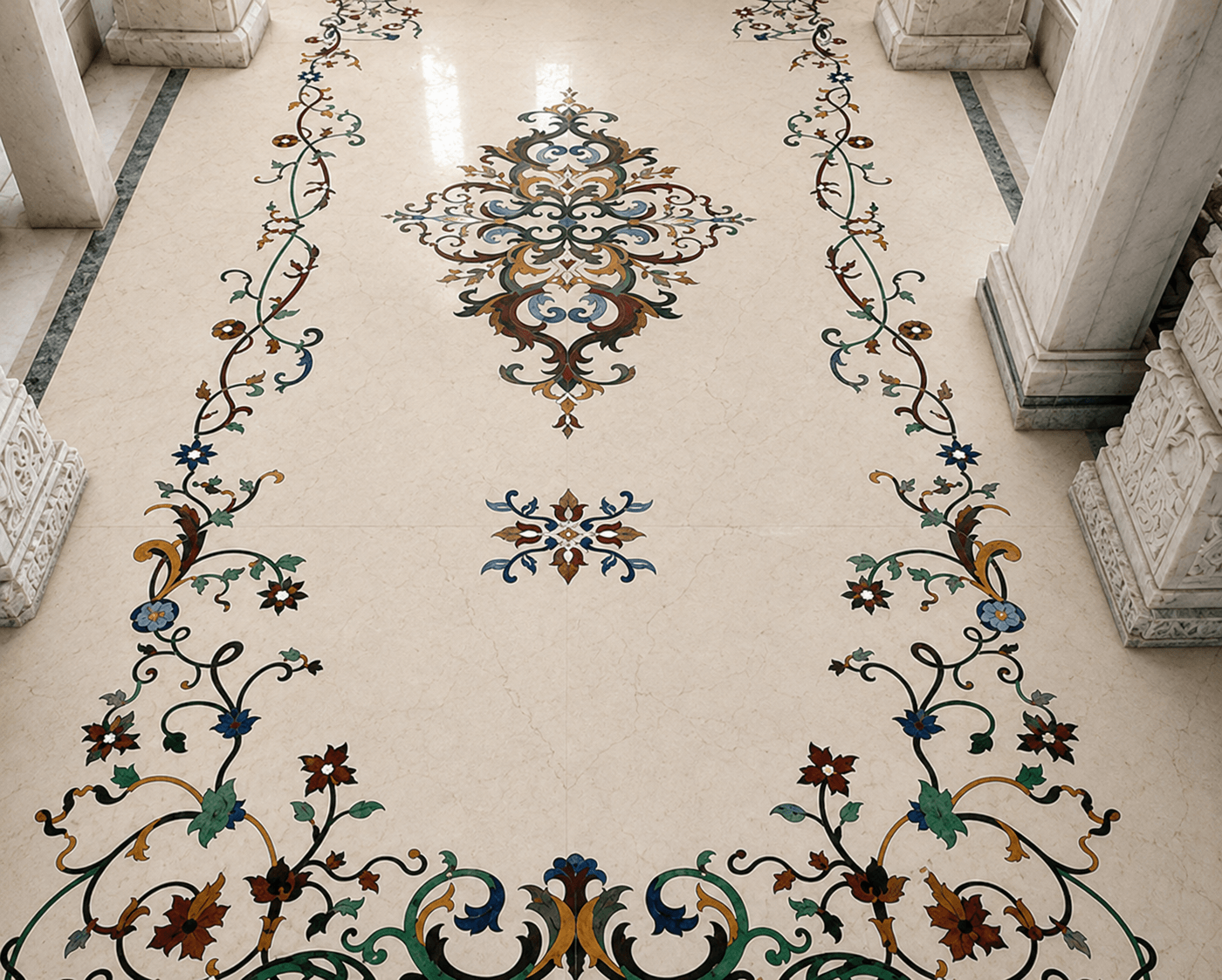 Inlay-Design 15 — Limestone inlay surface